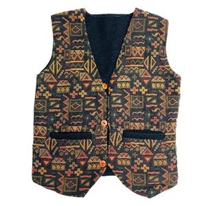 🆕 Vintage Geometric Print Holiday Festive Boy’s Preppy Vest Vtg